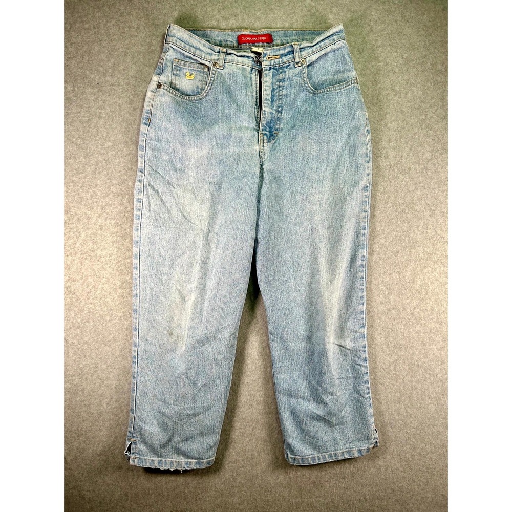 Gloria Vanderbilt Jeans Women 6 Blue Denim Cotton Stretch Medium Wash Ankle Slit